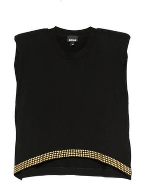 Just Cavalli Camiseta Con Apliques Y Hombreras - Negro