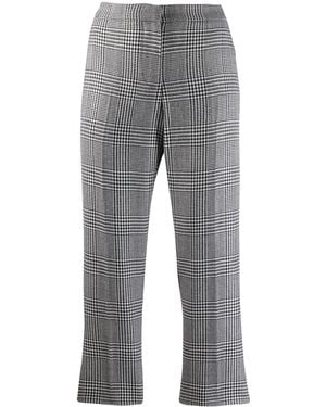 McQueen Cropped Check Trousers - Grey