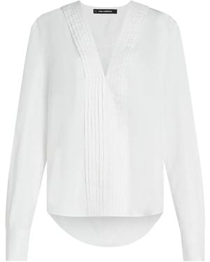 KARL LAGERFELD Kl Studio V-Neck Blouse - White