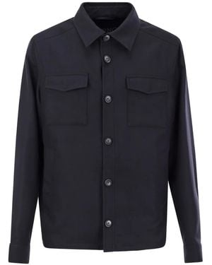 Herno Flap-Pockets Button-Fastening Shirt Jacket - Blue