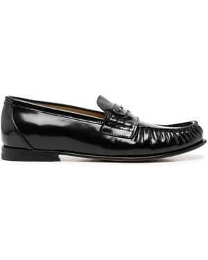 Fendi Mocasines Scrunch Fruncidos Con Placa Del Logo - Negro
