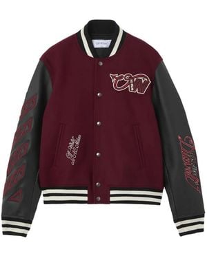 Off-White c/o Virgil Abloh X Ac Milan Patch-Detail Bomber Jacket - Red