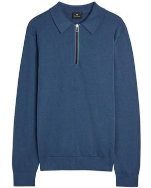 Paul Smith Half-Zip Polo Shirt - Blue