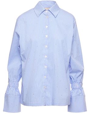 V:PM ATELIER Ginny Striped Embellished Shirt - Blue