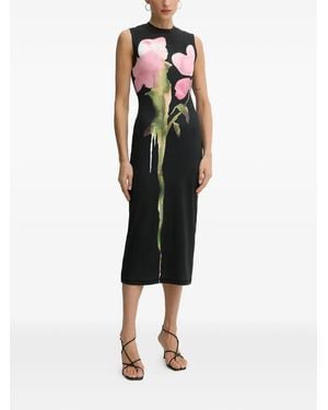Stine Goya Floral-Print Sleeveless Midi Dress - Schwarz