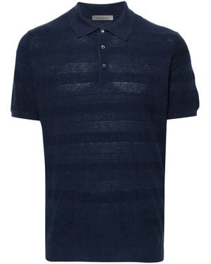 Corneliani Ribbed-Knit Polo Top - Blue