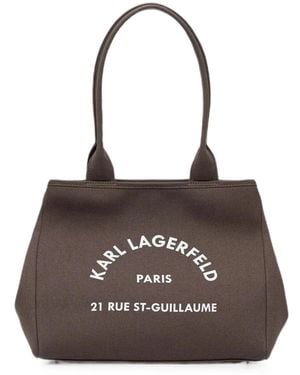 KARL LAGERFELD Magnets Logo-Print Canvas Tote Bag - Brown