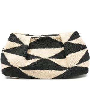 Sensi Studio Small Sisal Geometric Clutch Bag - Black