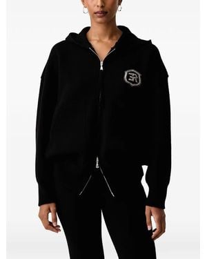 ERMANNO FIRENZE Logo-Patch Zip-Up Hoodie - Black