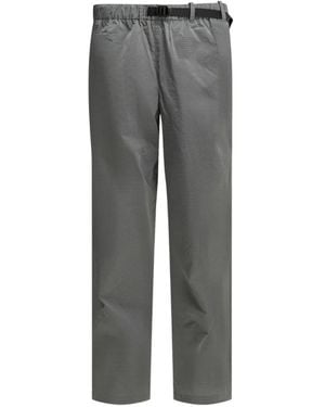 Goldwin Grid-Pattern Belted Trousers - Grey