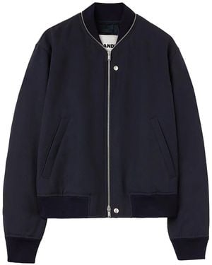 Jil Sander Zip-Embellished Wool Bomber Jacket - Blue