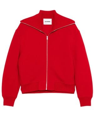 Jil Sander ハイネック ジップアップ ジャケット - レッド