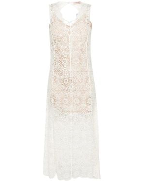 Twinset Abito Midi Semi Trasparente - Bianco
