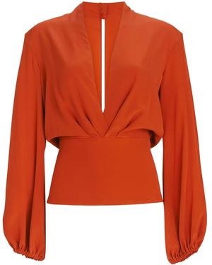 Silvia Tcherassi Delfina Bluse mit V-Ausschnitt - Orange