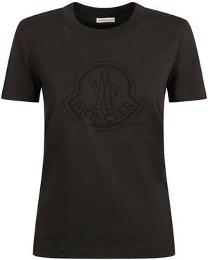 Moncler Logo-Embellished T-Shirt - Black