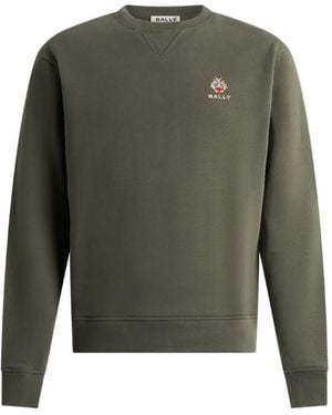 Bally Embroidered-Crest Crew-Neck Sweatshirt - Green