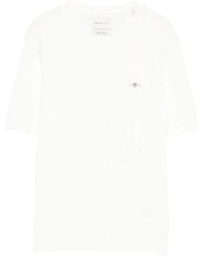 GANT Ribbed Short-Sleeve T-Shirt - White