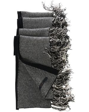 Ziggy Chen Fringed-Edge Textured-Knit Scarf - Grey