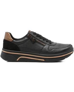 Ara Sapporo Leather Zip-Detail Trainers - Black