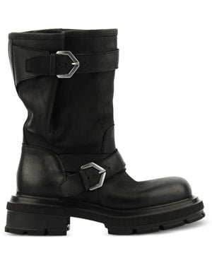Elena Iachi Buckle-Strap Biker Boots - Black