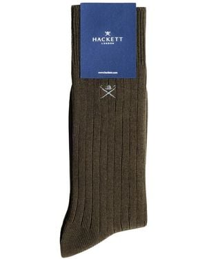 Hackett Ribbed-Knit Embroidered-Logo Socks - Blue