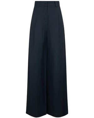 Moorer Pleated Wide-Leg Pants - Blue