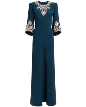 Jenny Packham Ice Cascade Embellished Dress - Blue