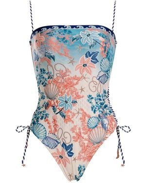 Agua Bendita Sea-Print Swimsuit - Blue