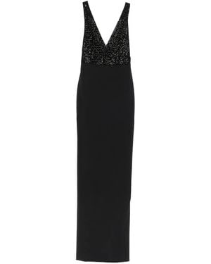 Elisabetta Franchi Rhinestones V-neck dress - Negro