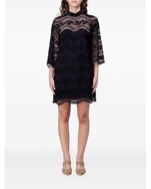 Twinset Robe Courte À Manches Trois-Quarts - Black