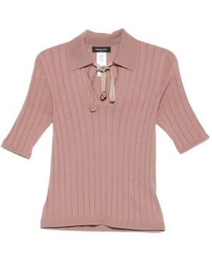 Fabiana Filippi Ribbed Tie-Neck Top - Pink