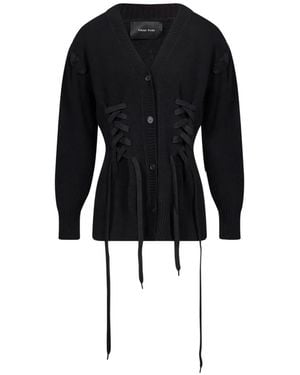 Simone Rocha Lace-Up V-Neck Cardigan - Black
