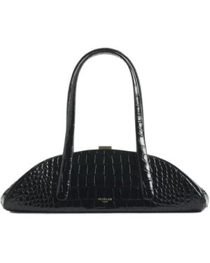 Mugler Crocodile-Embossed Lua Shoulder Bag - Black