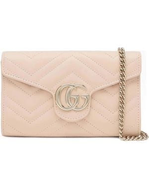 Gucci Mini Chevron-Quilted Signature Double G Shoulder Bag - Natural