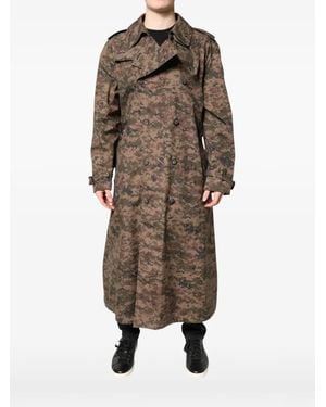 Dolce & Gabbana Camouflage-Print Double-Breasted Trench Coat - Natural