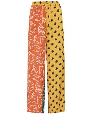 Donde Esteban Colour-Block Printed Pants - White