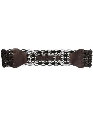 Eleventy Braided Leather Belt - Black