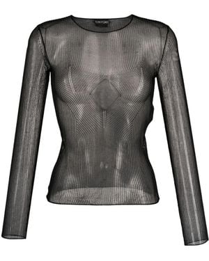 Tom Ford Semi-Sheer Silk Top - Black