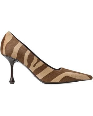 Jimmy Choo 80Mm Ixia Zebra-Print Court Shoes - Brown