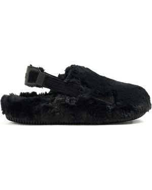 Nike Calm Se Slingback Faux-Fur Sandals - Black