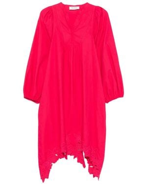 Blugirl Blumarine Cut-Out Floral-Embroidered Midi Dress - Pink