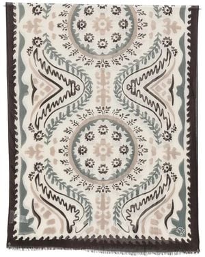 Marc O' Polo Graphic-Print Fringed Scarf - Natural