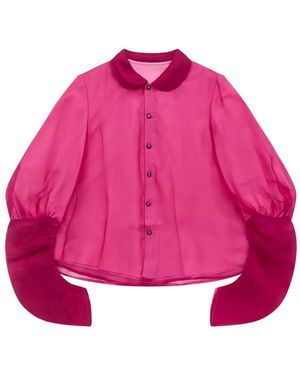 Renli Su Peter Pan-Collar Balloon-Sleeve Shirt - Pink