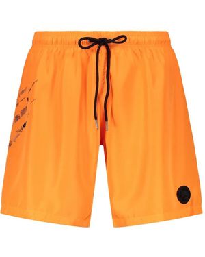 Philipp Plein Graphic-Print Logo-Patch Swim Shorts - Orange