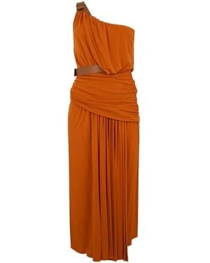Alberta Ferretti One-Shoulder-Midikleid Mit Gürtel - Orange