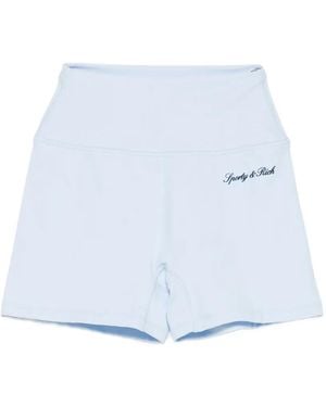 Sporty & Rich Logo-Print Cycling Shorts - Blue