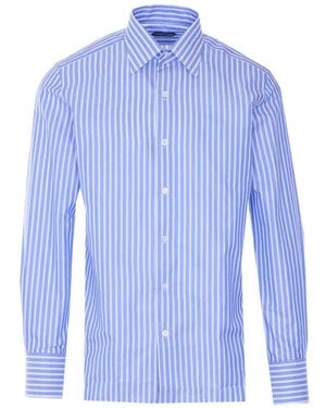 Tom Ford Striped Button Shirt - Blue