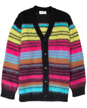 Laneus Striped Knitted Cardigan - Black