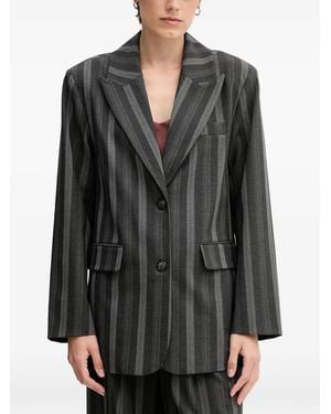 Mos Mosh Striped Button Blazer - Black
