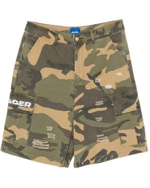 DAGGER Distressed-Effect Camouflage-Print Shorts - Green